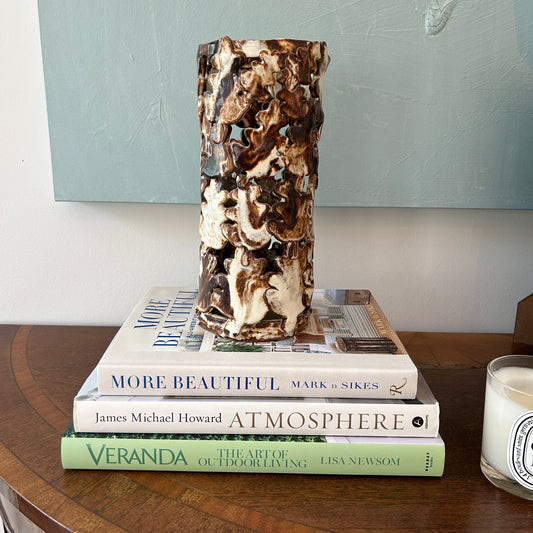 Sculptural Vase in Marbled Chocolate Cream